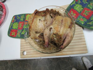 Cornish Game Hens stuffed with Moroccan Dressing