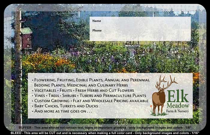 Elk Meadow Farm and Nursery CSA Punch Cards 2